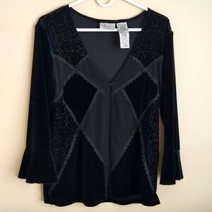Large Kathie Lee Collection Velvet Black Lace Whimsigoth Whimsy Goth